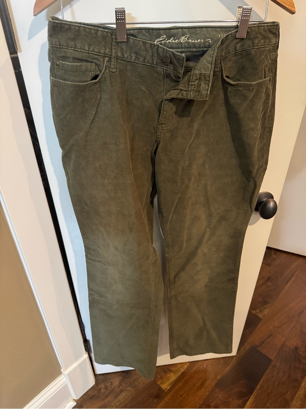 Eddie Bauer Olive Green Corduroy Boot Cut Pants